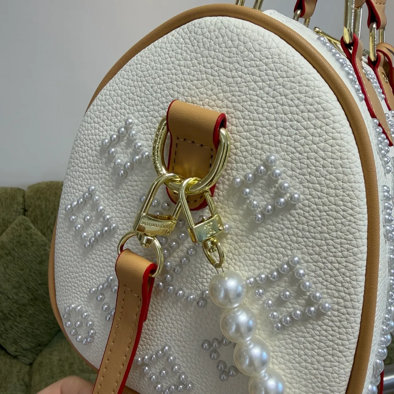 MCM Studded Satchel in White & Red & Black & Brown & Blue & Yellow · view 5
