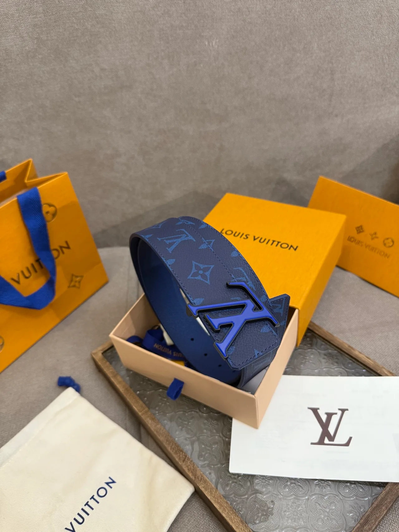 Louis Vuitton Leather Monogram Belt in Blue · view 7