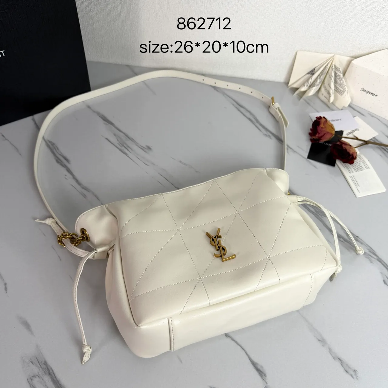 Saint Laurent Quilted Crossbody Bag in White · view 4