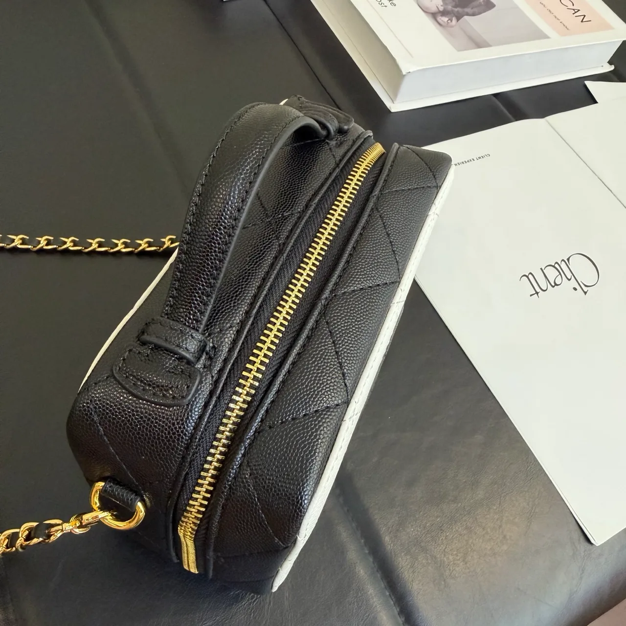 Chanel Quilted Box Shoulder Bag in White · view 8