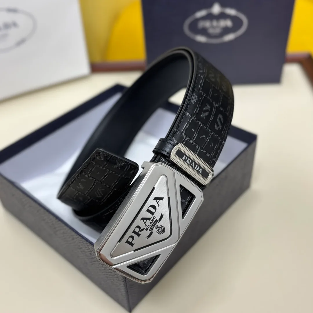 Prada Triangle Buckle Belt in Black · view 1