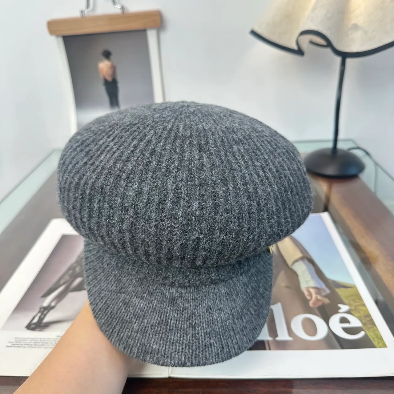 Miu Miu Newsboy Cap in Grey · view 7