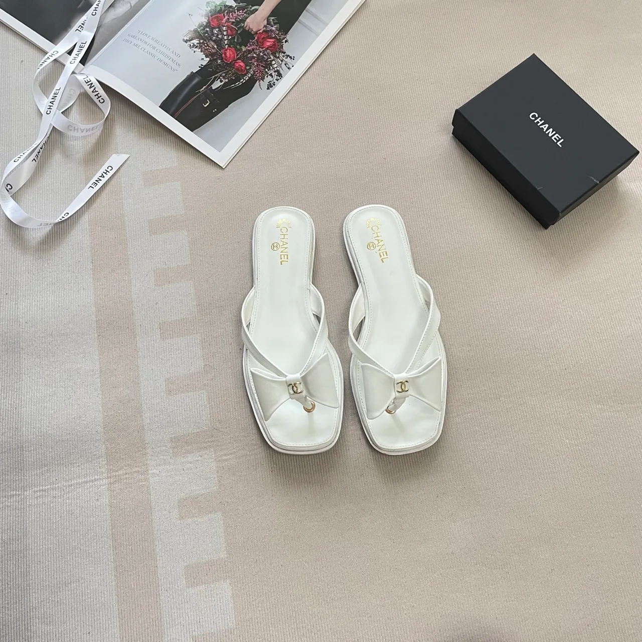 Chanel Thong Slides in Gold / Black / White / Brown / Silver · view 3