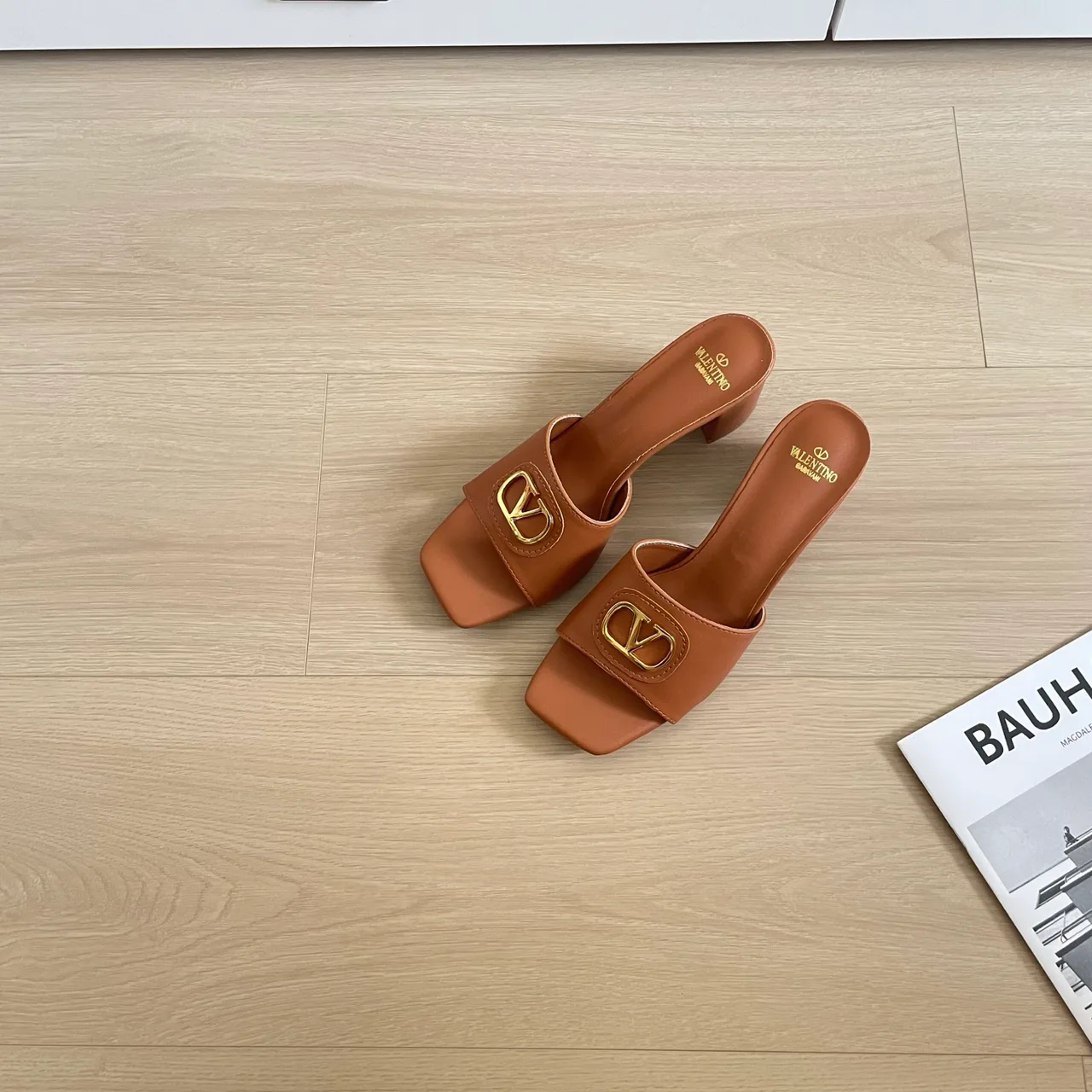 Valentino Sheepskin Mules in Brown · view 2