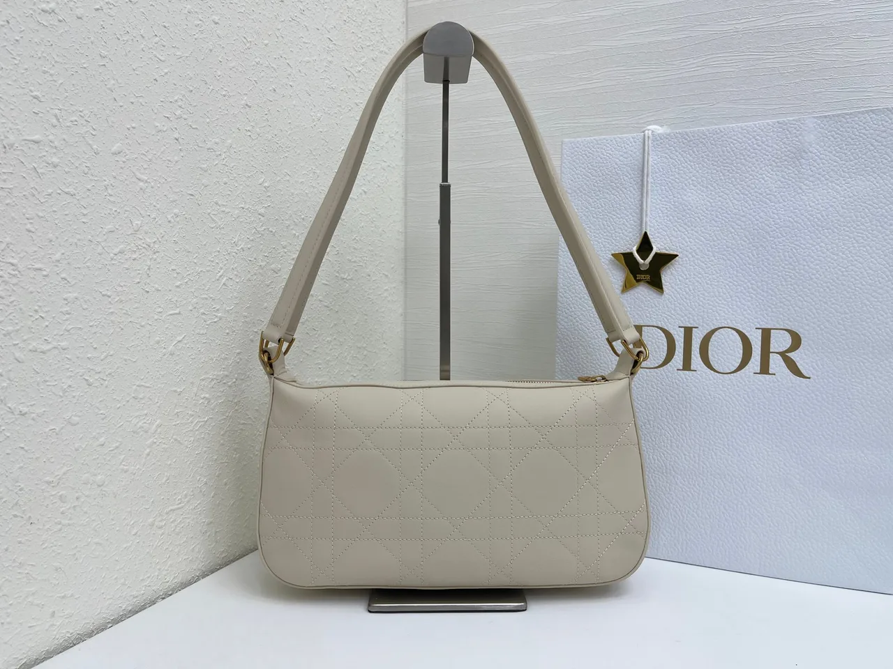 Dior Quilted Hobo Bag in Cream · view 2