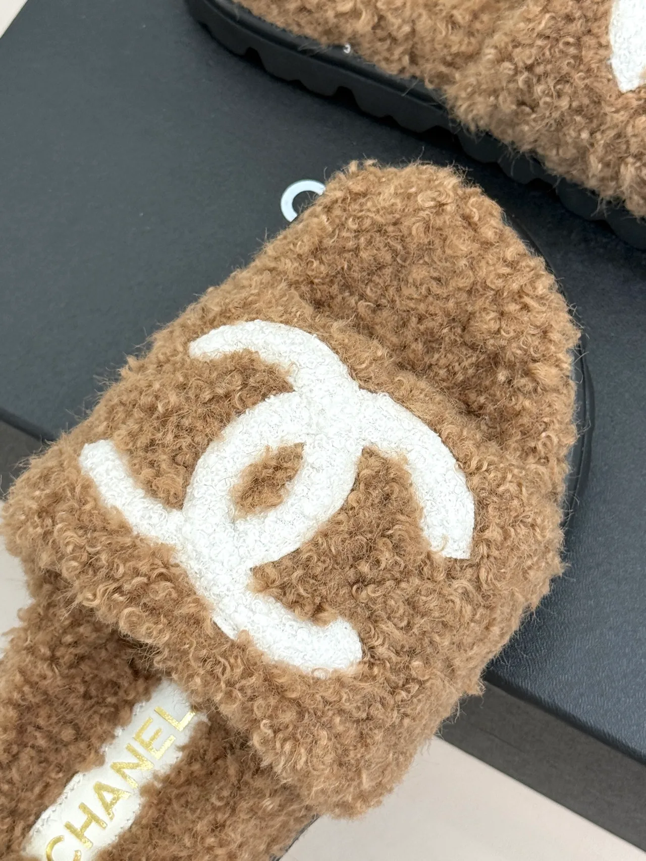 Chanel Denim Slippers in Tan · view 7
