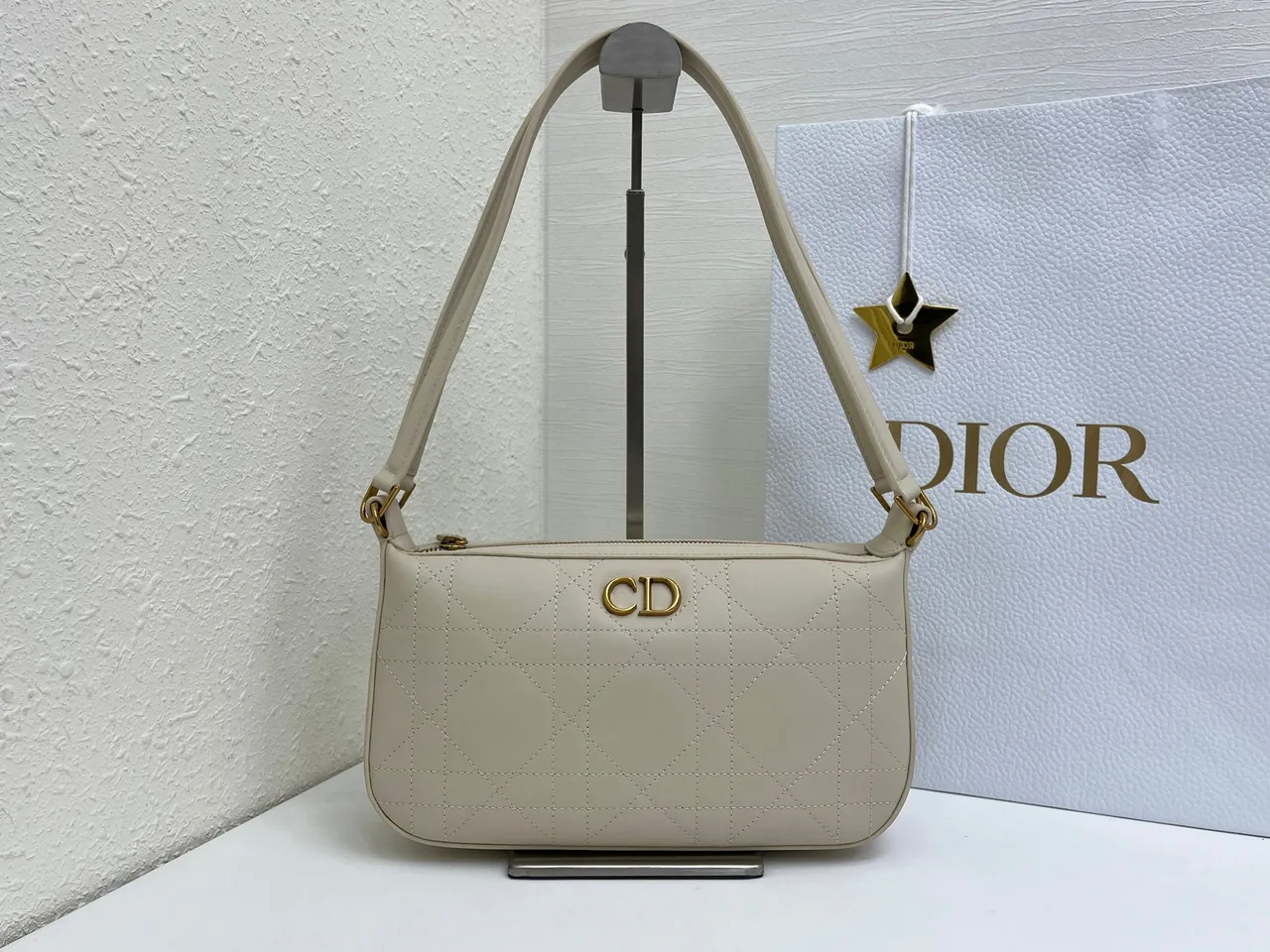 Dior Quilted Hobo Bag in Beige · view 1