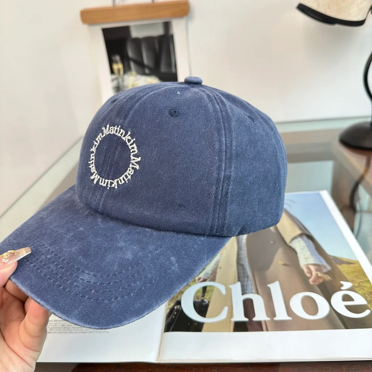 Matin Kim Baseball Cap in Blue & Black & White · view 7
