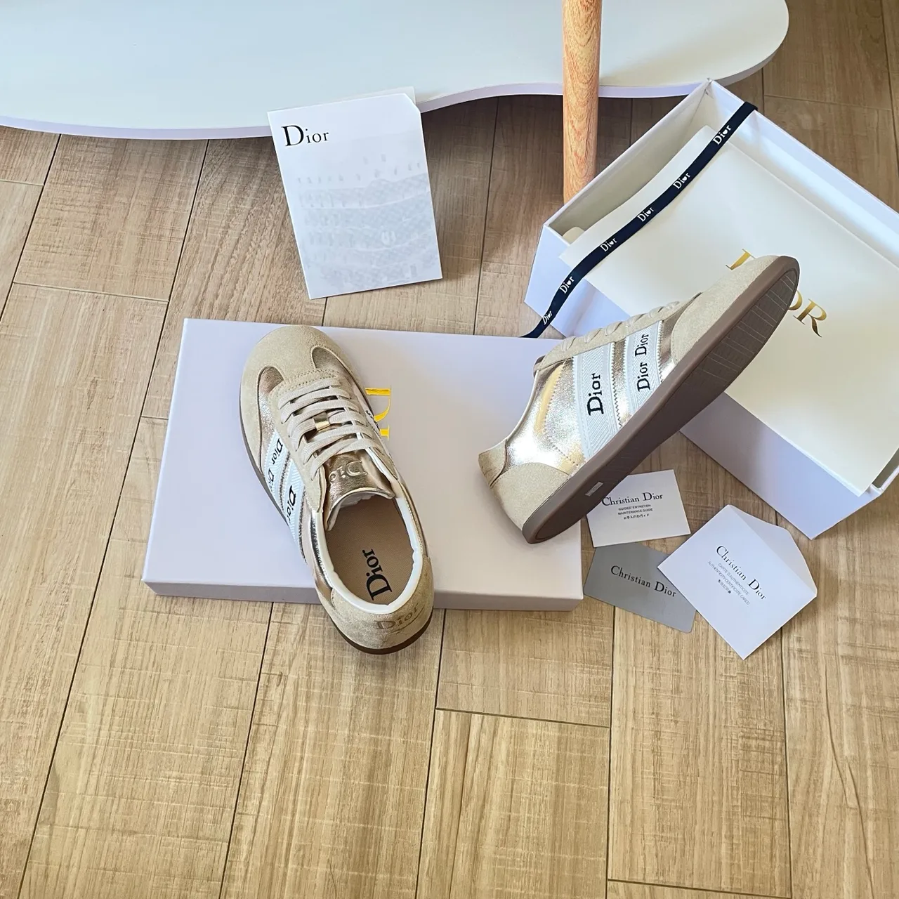 Dior Leather Sneakers in Gold · view 4