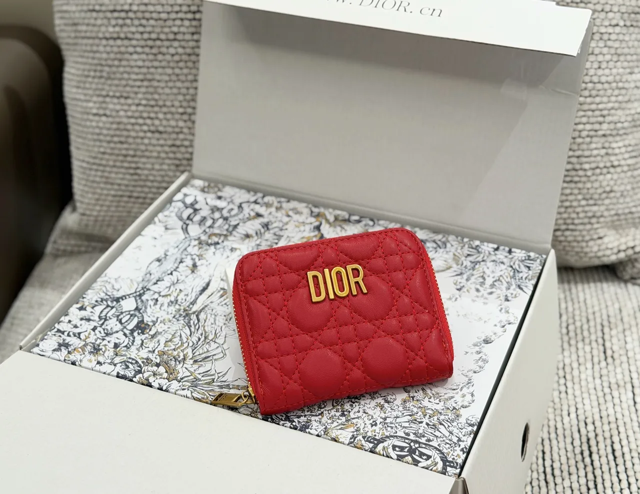 Dior Zip Wallet in Pink & Red & White & Beige & Black & Grey & Blue · view 2