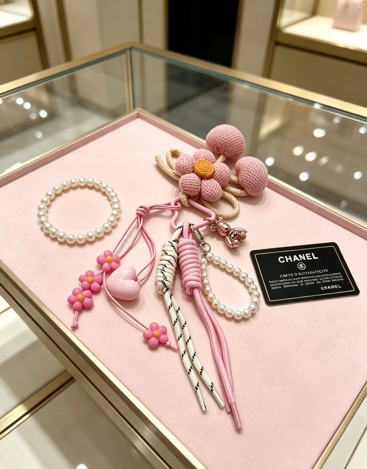 Chanel Flower Bag Charm in Pink · view 5