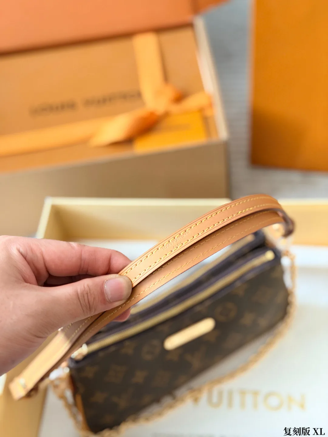 Louis Vuitton Cowhide Canvas Clutch in Brown · view 8