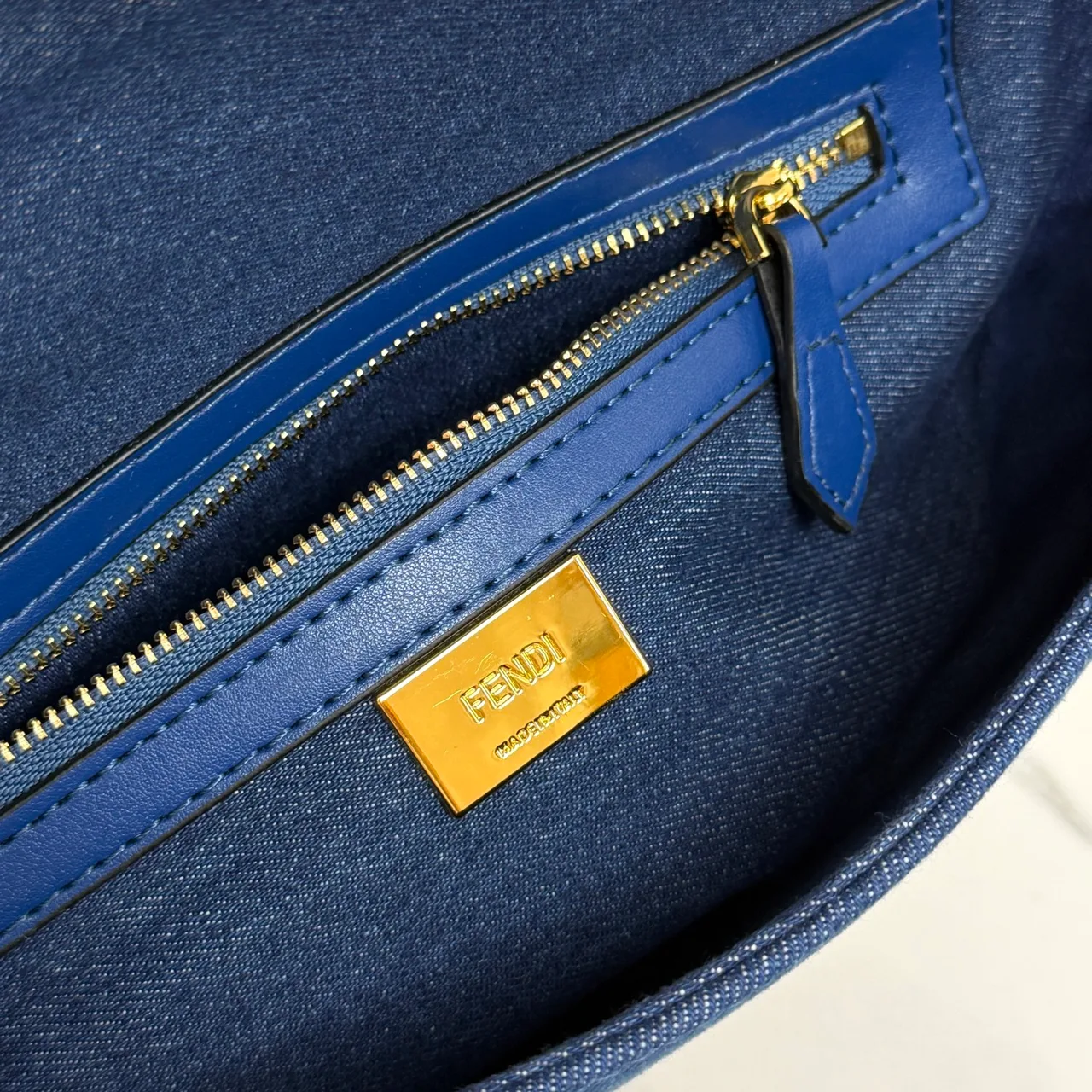 Fendi Baguette Embroidered Floral Flap Shoulder Bag in Blue · view 6