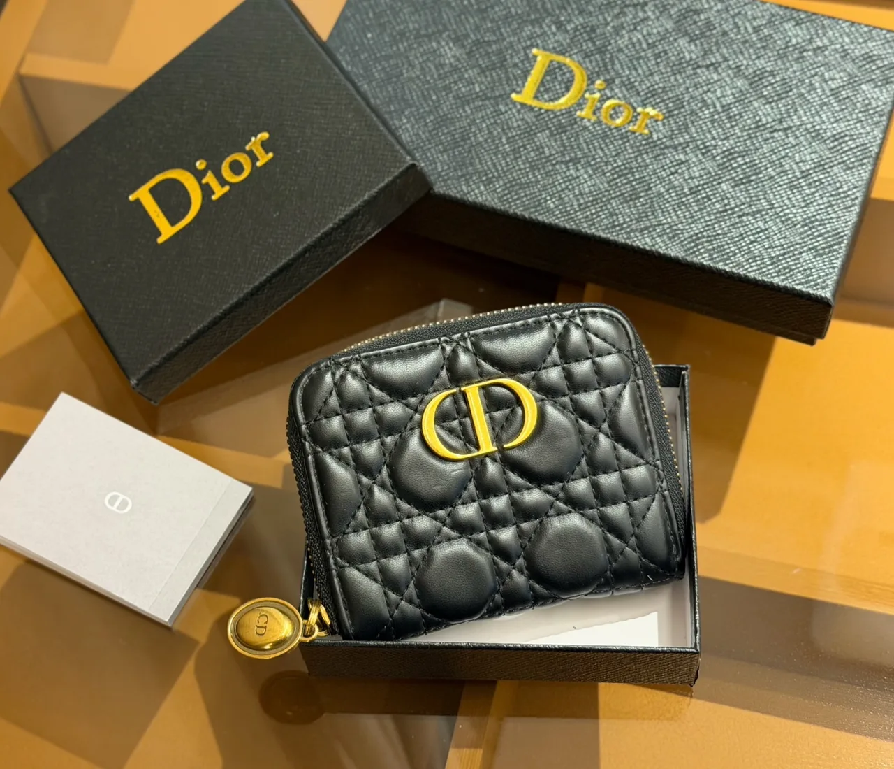 Dior CD zip wallet in White & Pink & Beige & Burgundy & Red & Black & Grey · view 6