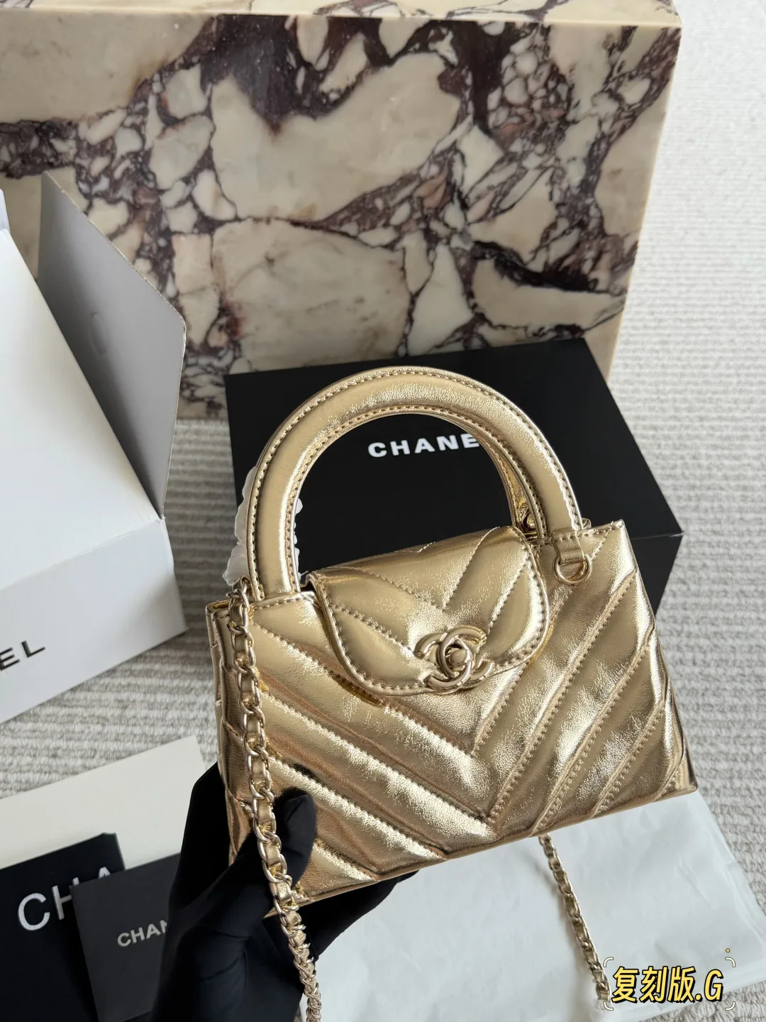 Chanel Kelly Top-Handle Bag in Black & Silver & Burgundy & White & Gold & Pink & Blue · view 5