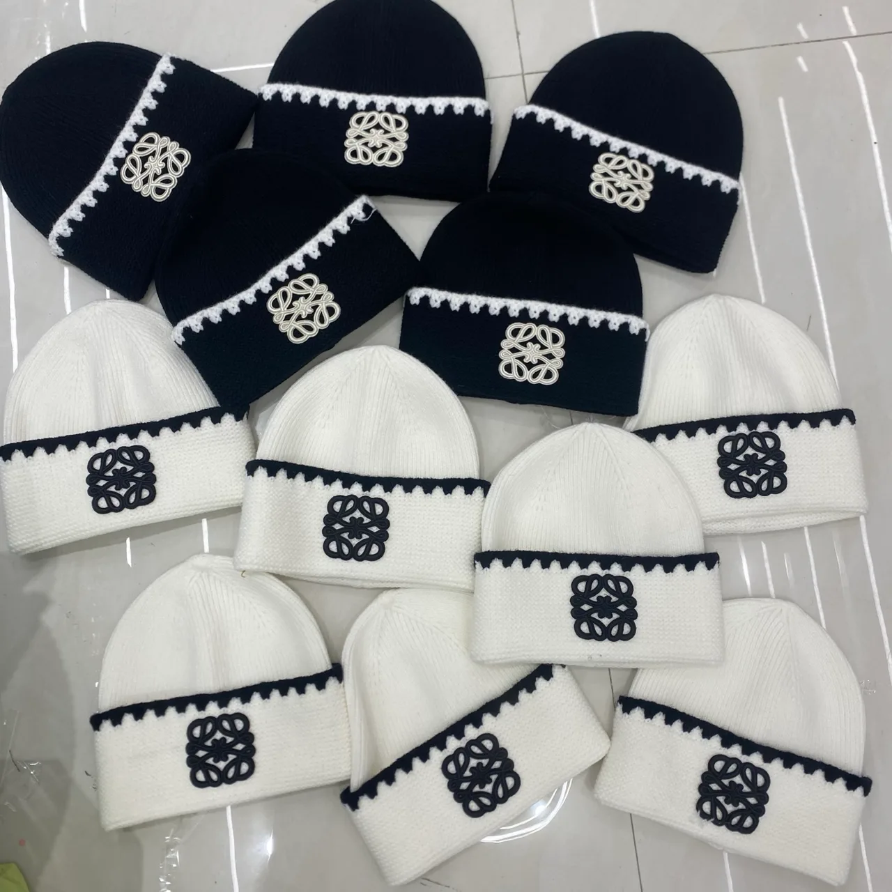 Loewe Beanie in White & Black · view 3