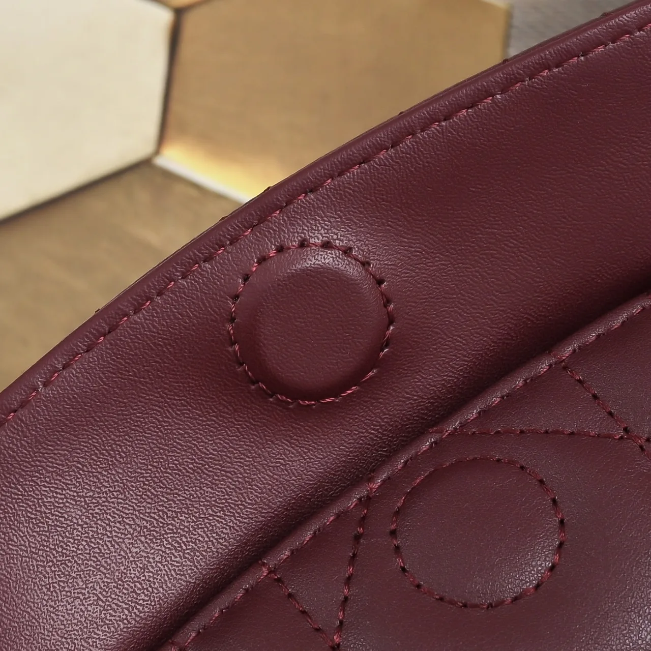 Dior Sheepskin Quilted Top-Handle Bag in Burgundy · view 7