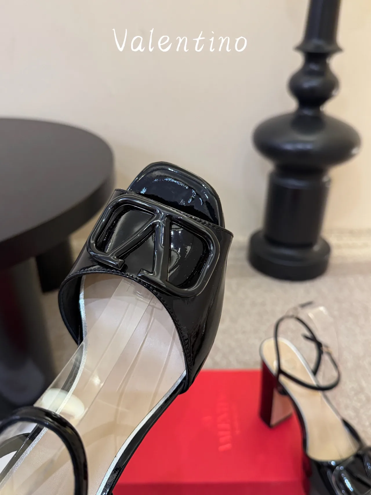 Valentino Patent Leather VLogo Platform Sandals in Black · view 7