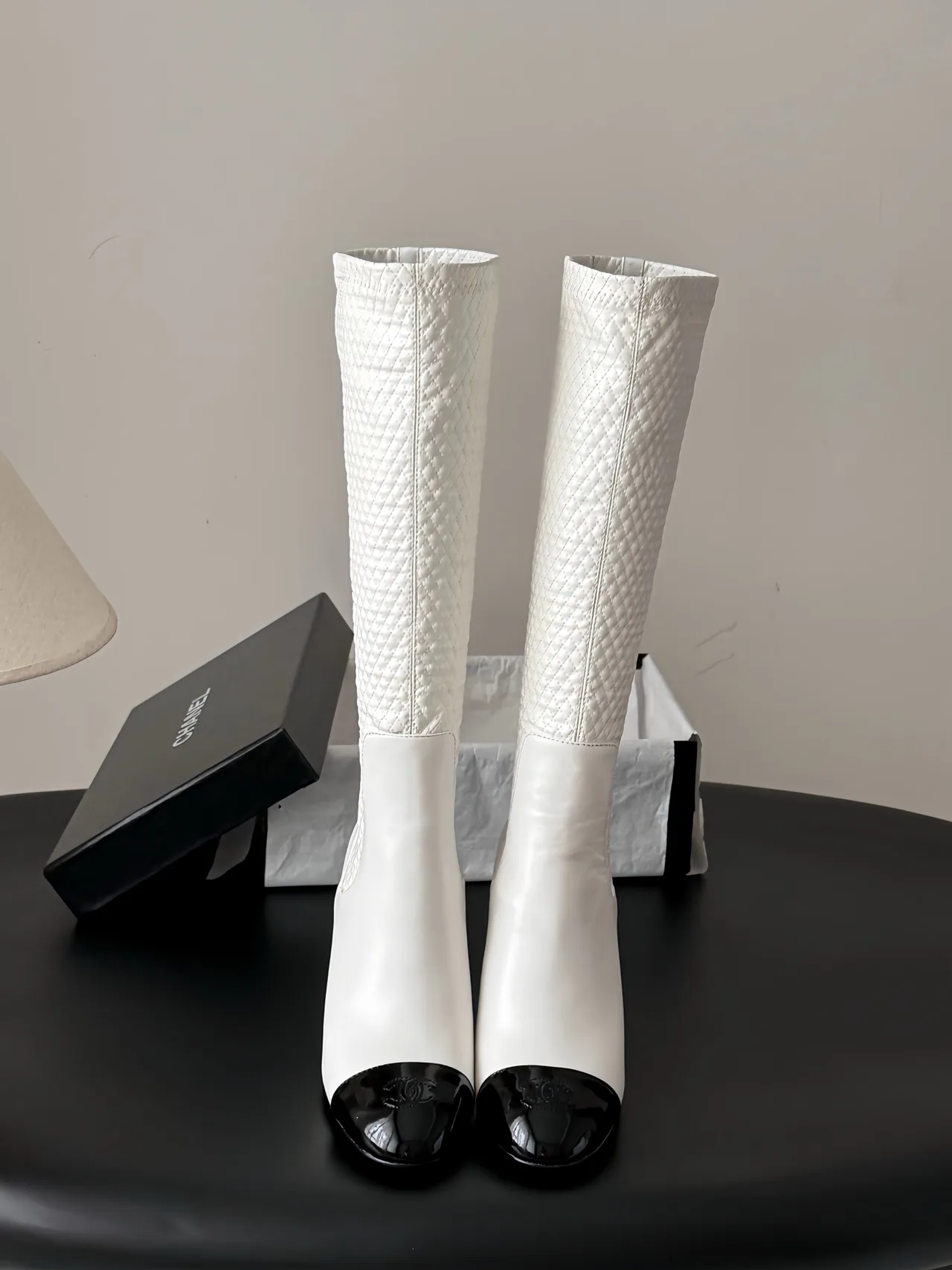 Chanel Cowhide Boots in White · view 1