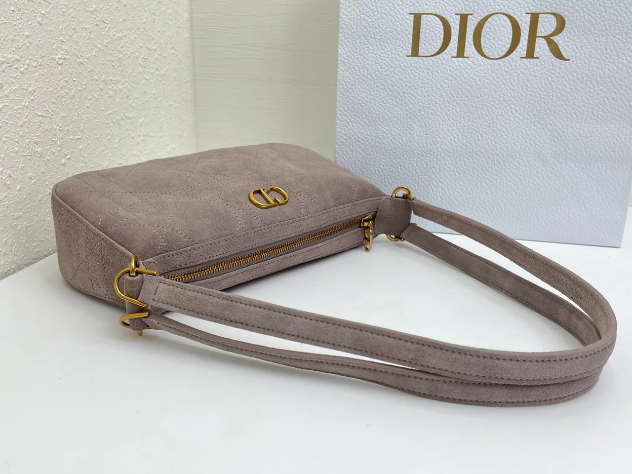 Dior Quilted Hobo Bag in Grey · view 4
