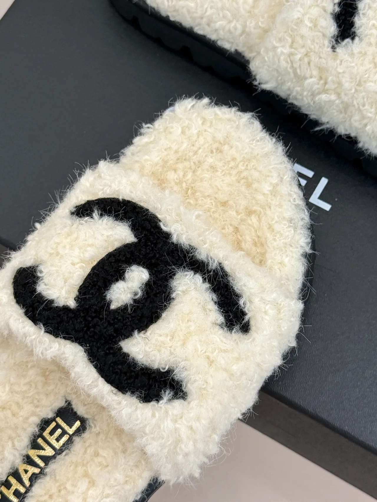 Chanel Denim Slippers in Cream · view 7