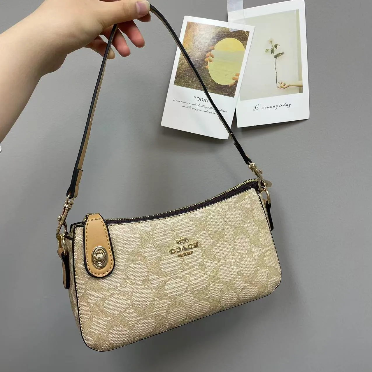 Coach Shoulder Bag in Grey & Pink & Beige & Brown & Tan & White · view 3