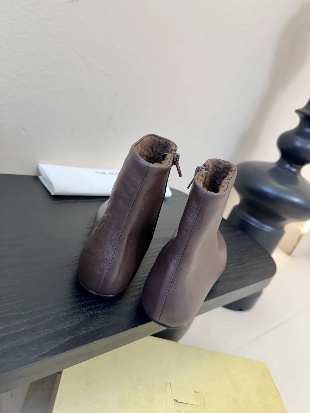 The Row Smooth Round-Toe Ankle Boots in Brown · view 7