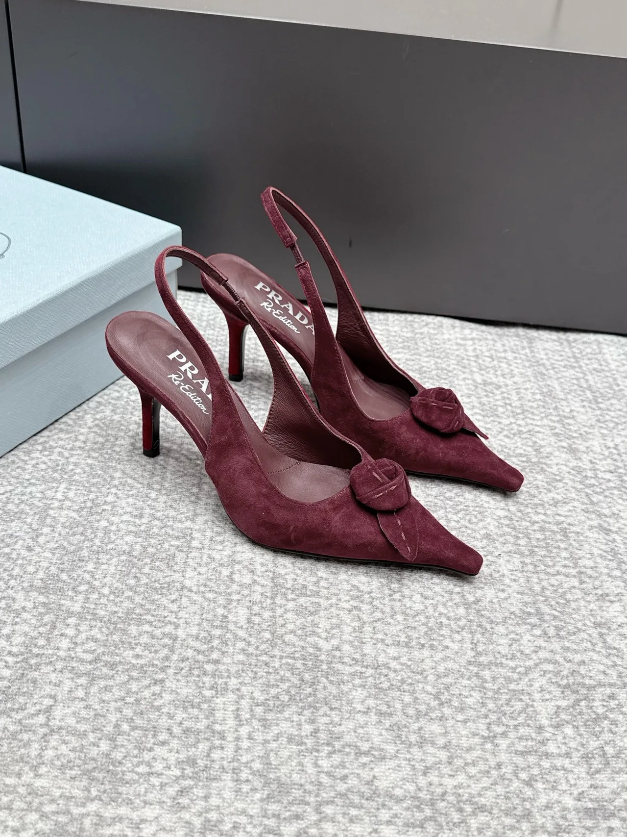 Prada Pointed Slingback Pumps in Burgundy · view 2