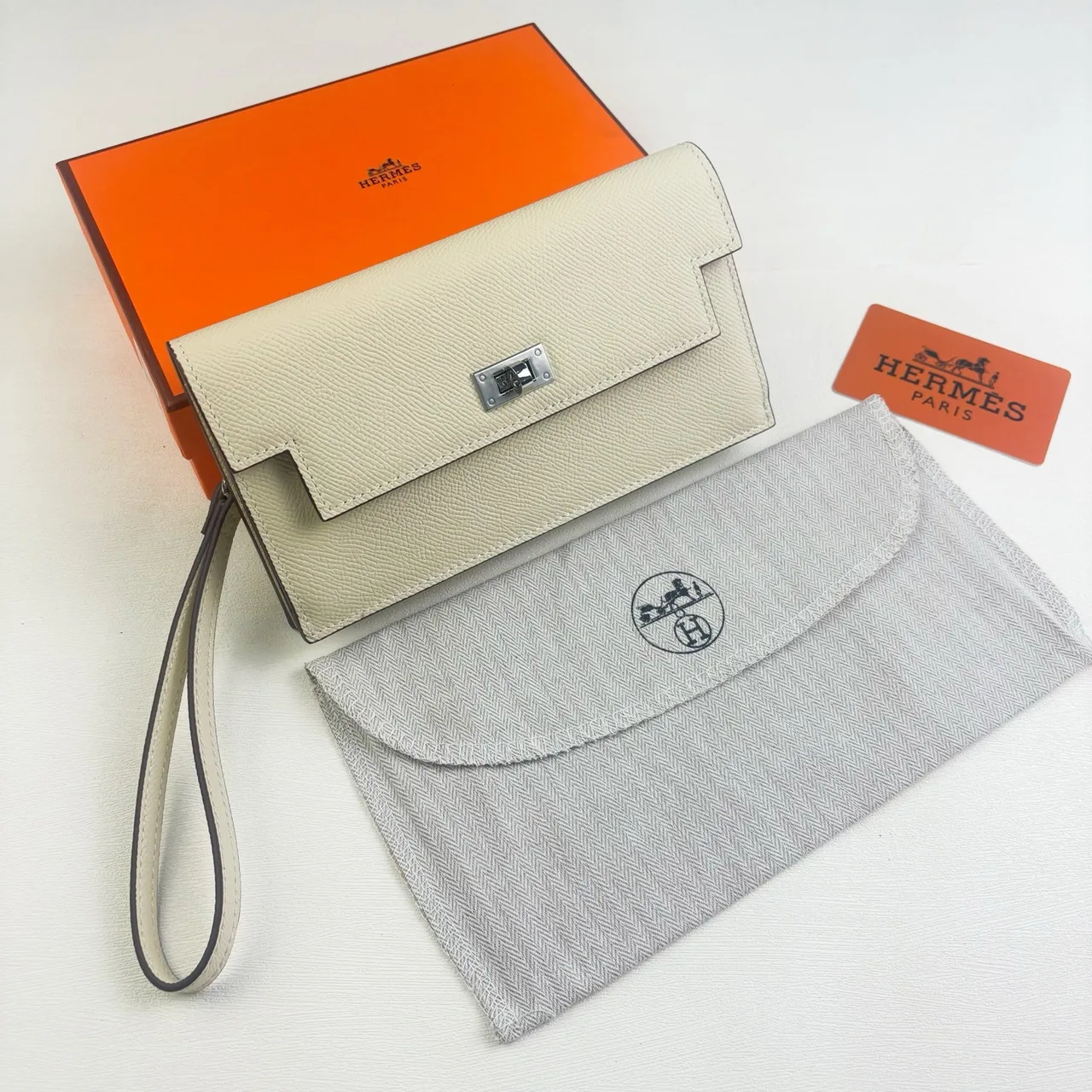 Hermes Wristlet Wallet in Orange & Blue & Grey & Black & White & Brown & Red · view 5