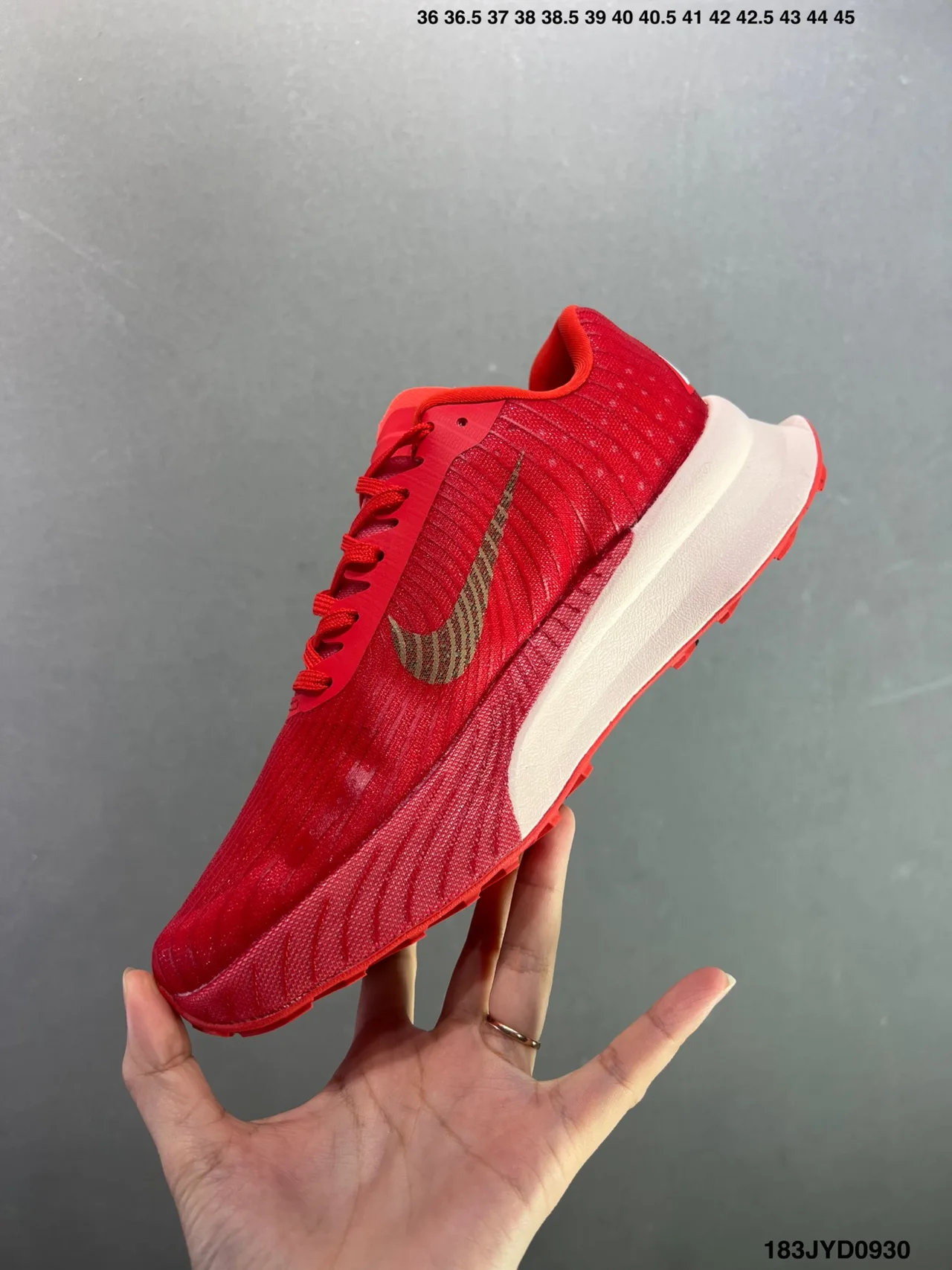 Nike Textured Lace-Up Running Shoes in Red · view 4