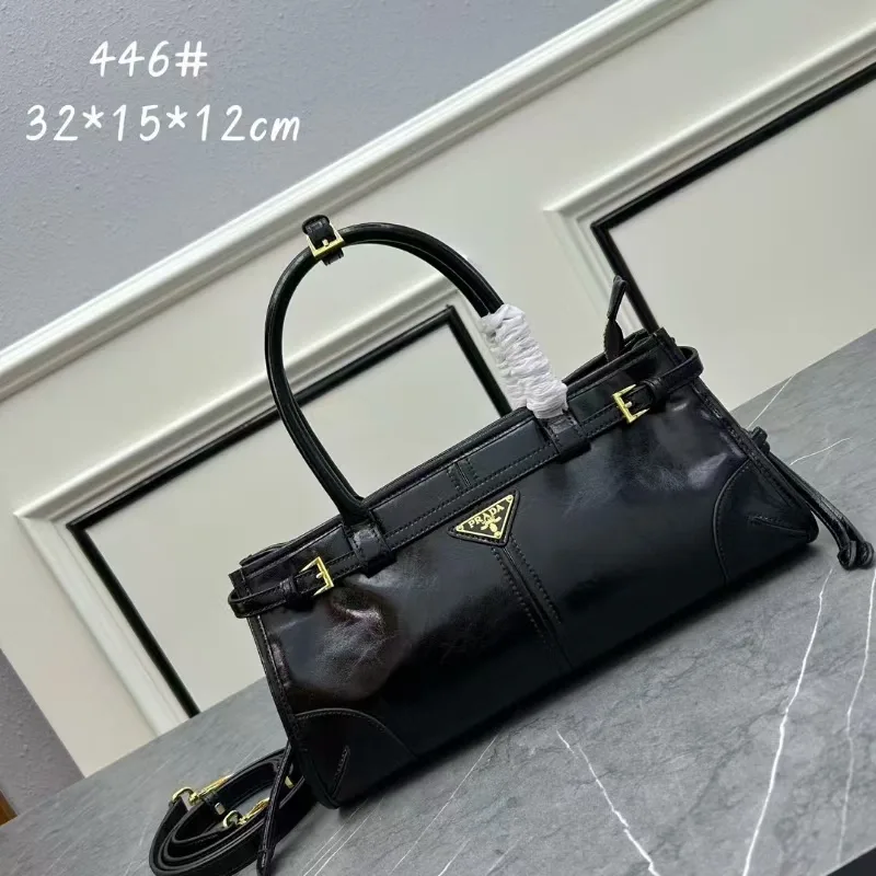 Prada Glossy Belted Top-Handle Bag in Black · view 1