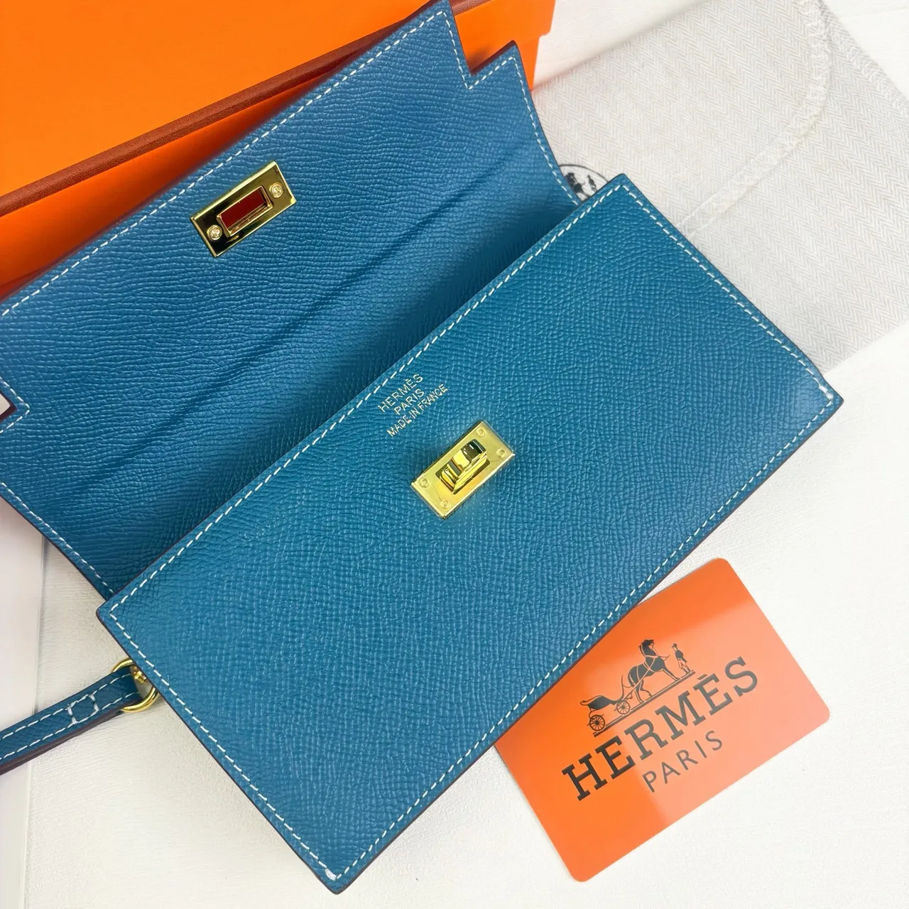 Hermes Wristlet Wallet in Blue & Pink & Grey & Green & Red & Burgundy · view 6
