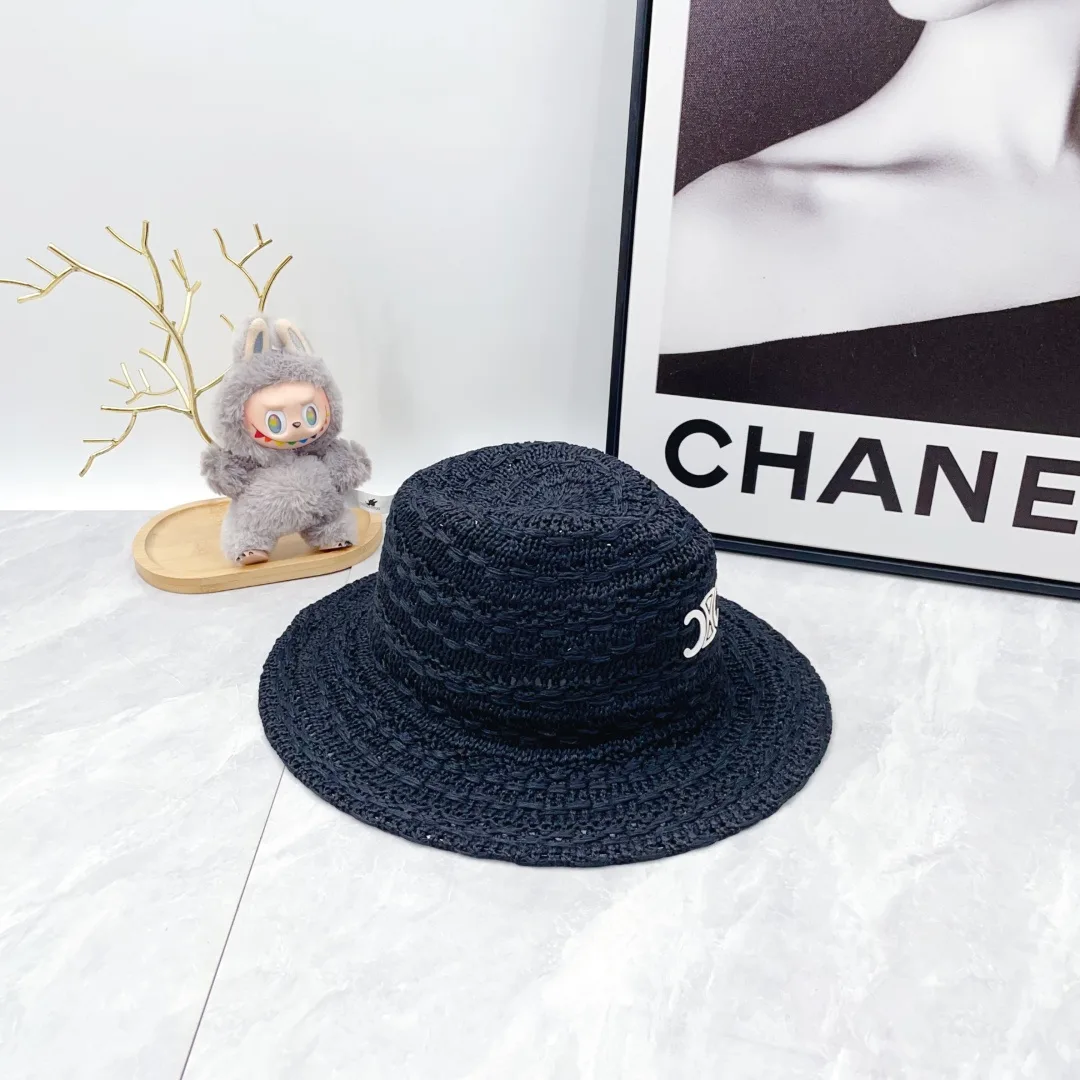 Celine Woven Embroidered Bucket Hat in Black · view 7