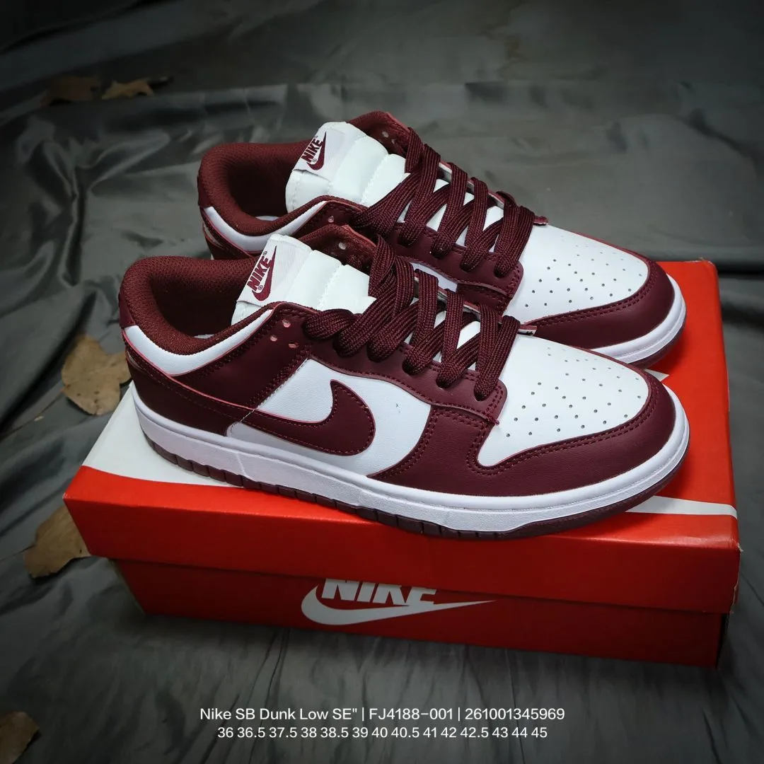 Nike Low-Top Sneakers in White & Burgundy & Beige & Grey & Green & Black · view 2