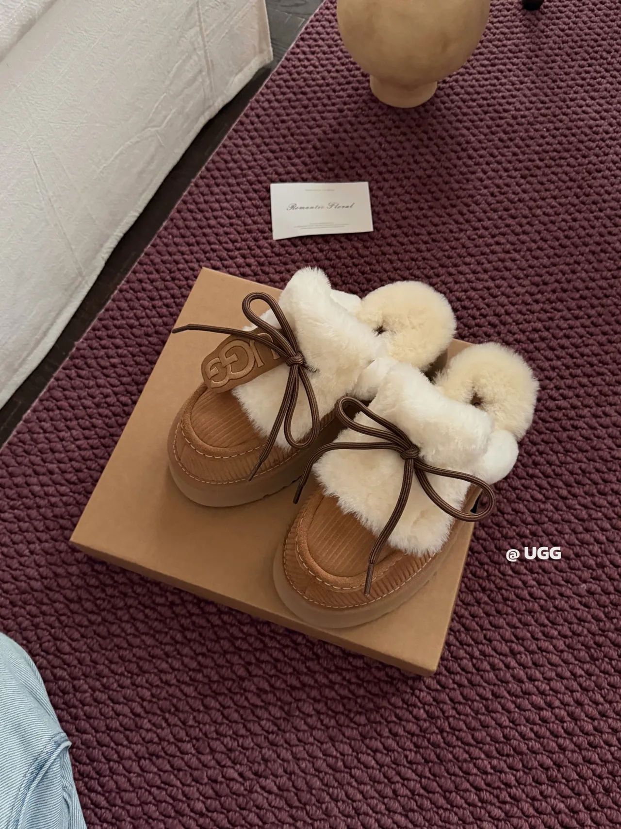 UGG Denim Slippers in Tan · view 3