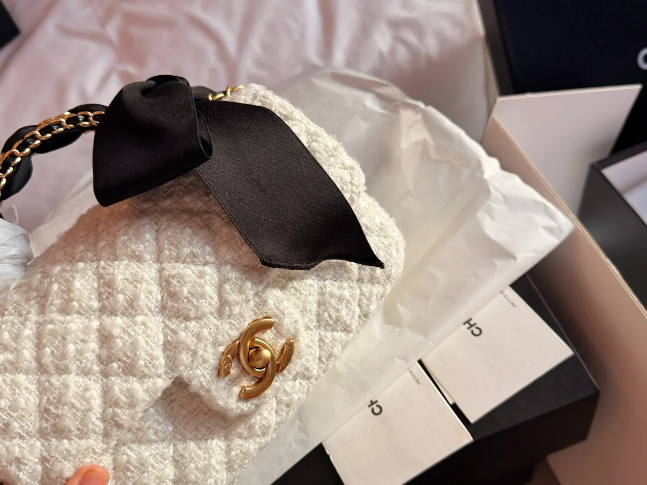 Chanel Quilted Clutch in White · view 2