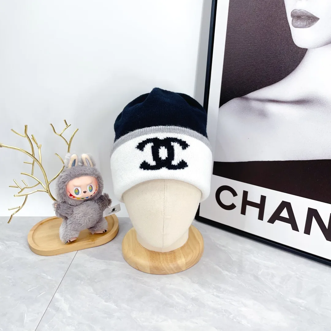 Chanel Striped Beanie in Black · view 2