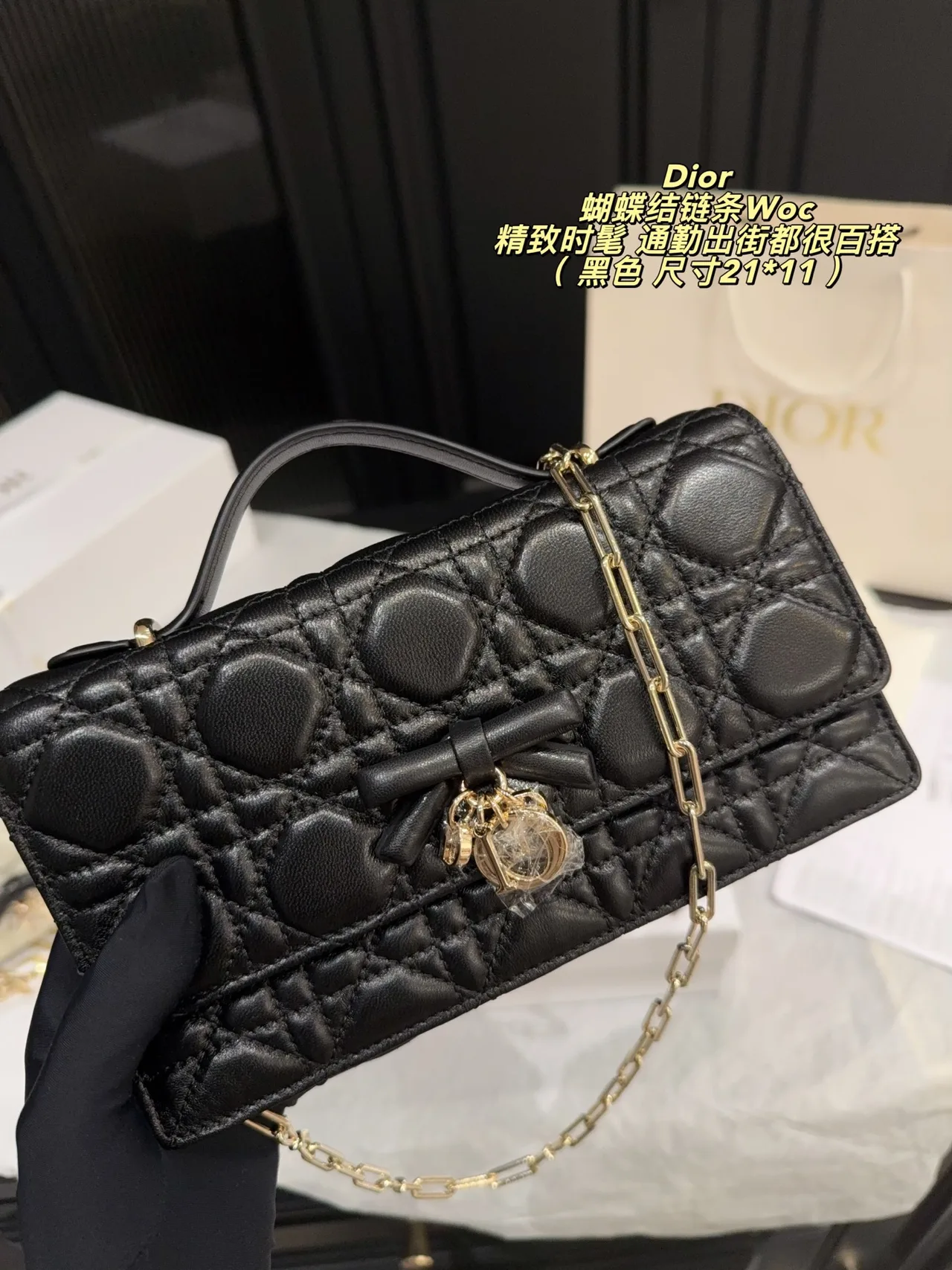 Dior Chain Wallet in Black · view 1