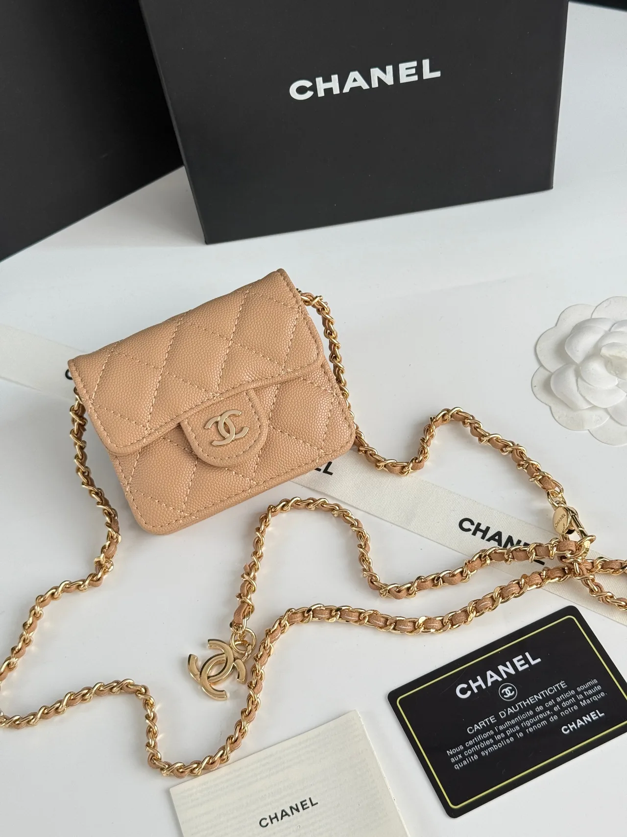 Chanel Quilted Wallet in Beige · view 2