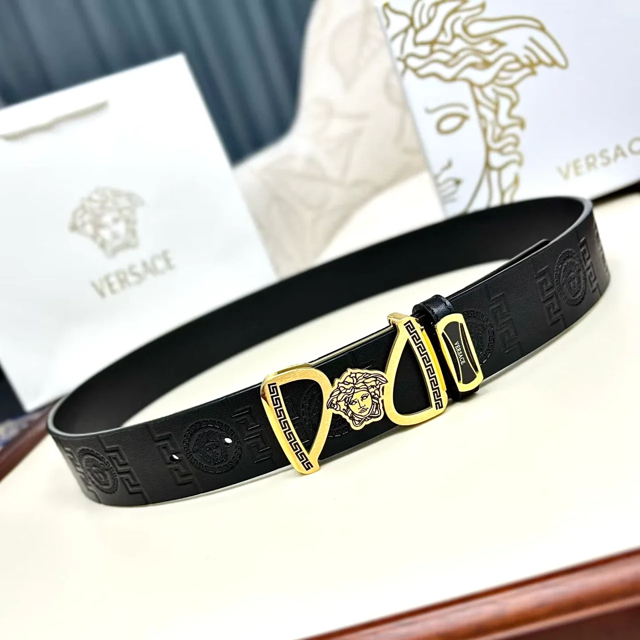Versace Medusa Buckle Belt in Black · view 2
