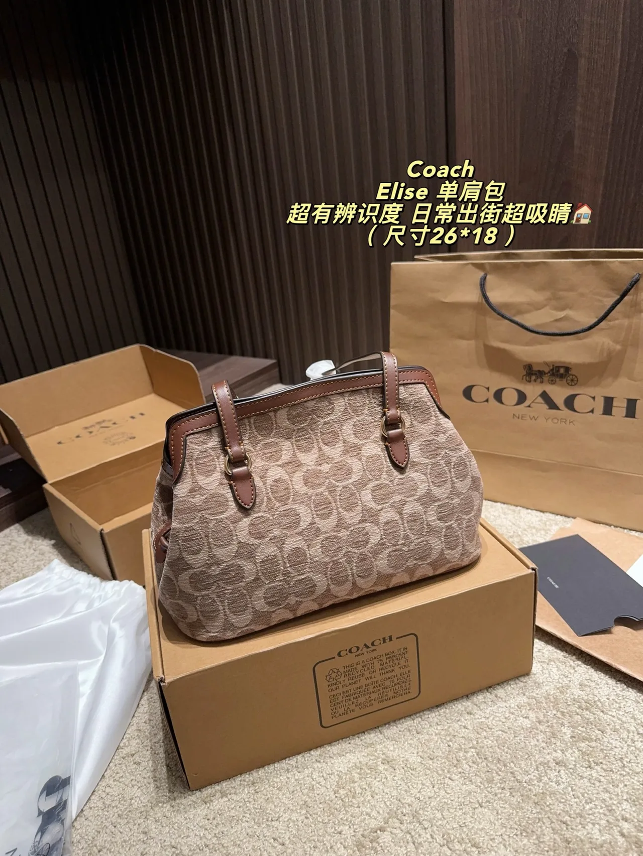 Coach Leather Smooth Shoulder Bag in Beige · view 5