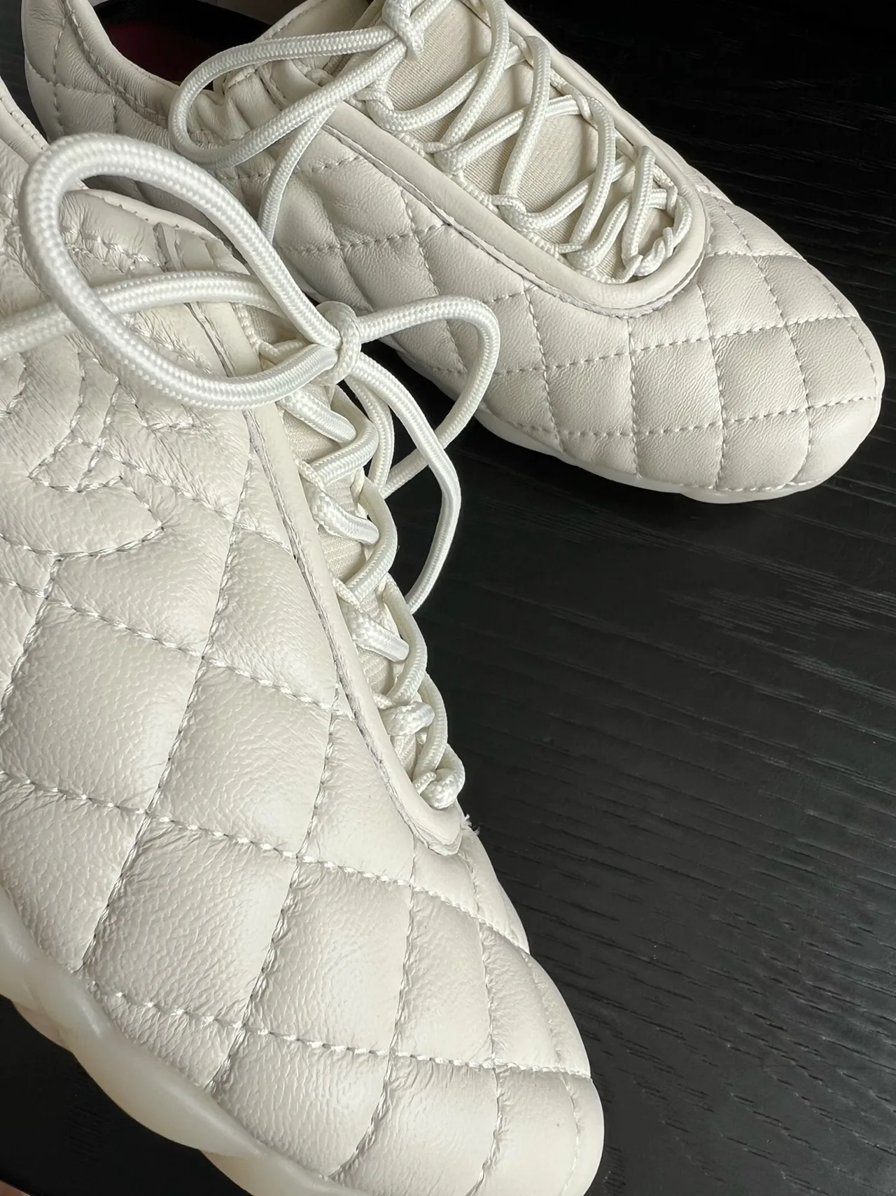 Chanel Sheepskin Quilted Sneakers in White · view 7