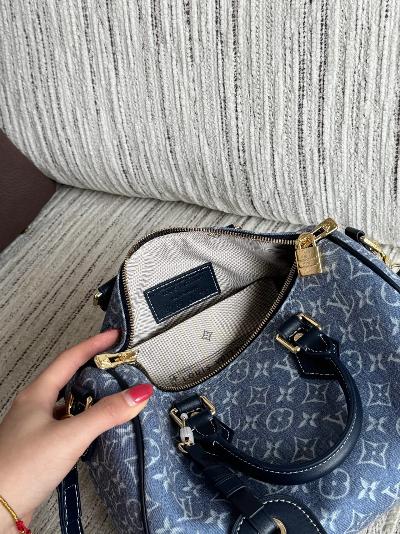 Louis Vuitton Canvas Monogram Top-Handle Bag in Blue · view 8