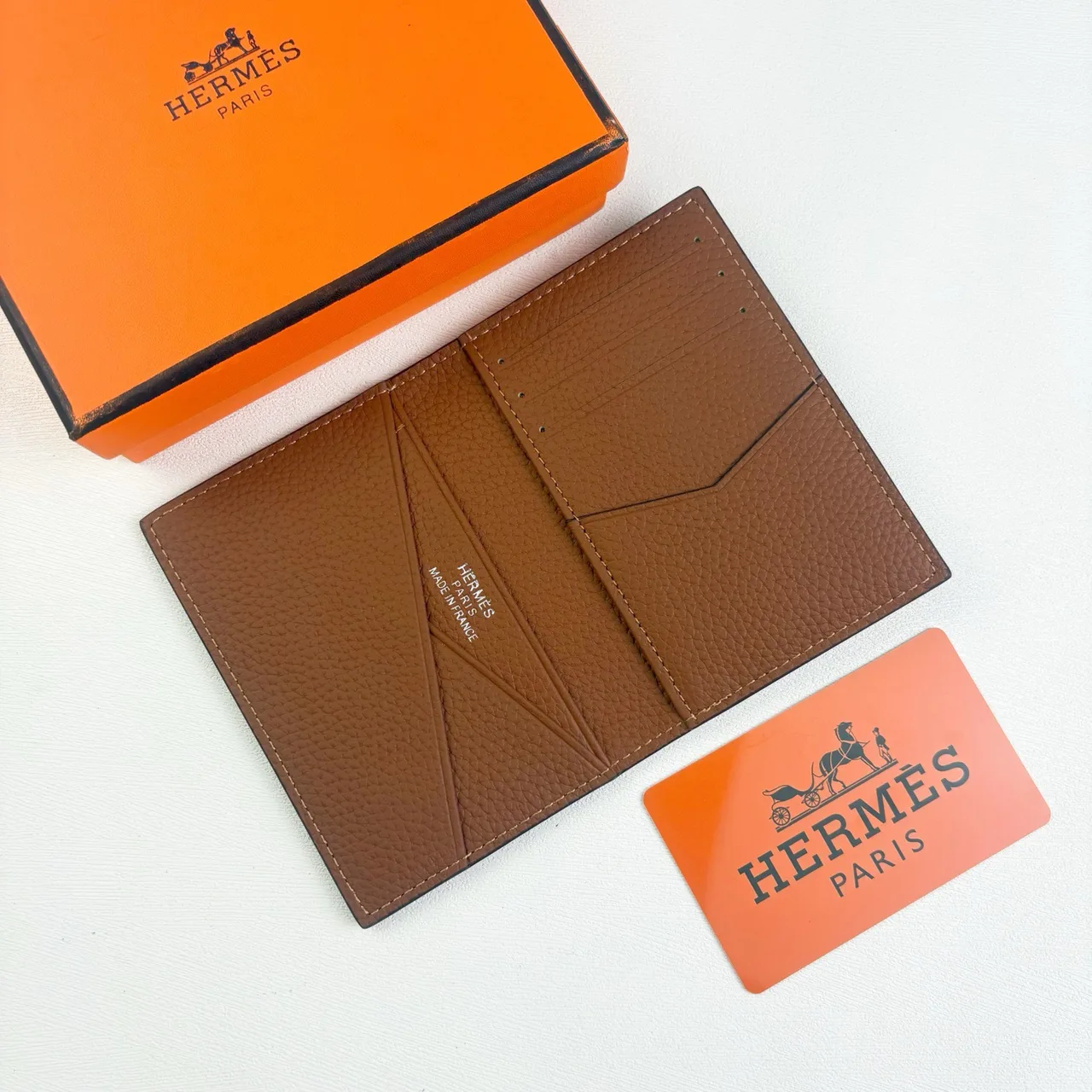 Hermes Calvi Cardholder in Blue & Brown · view 7