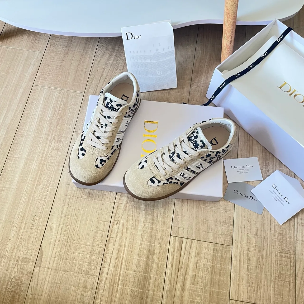 Dior Leather Sneakers in Beige · view 2