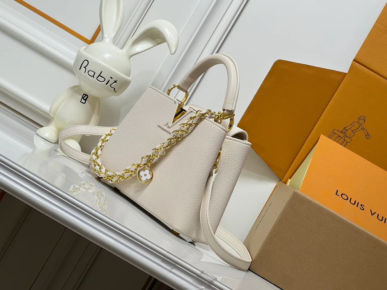 Louis Vuitton Cowhide Top-Handle Bag in White · view 3