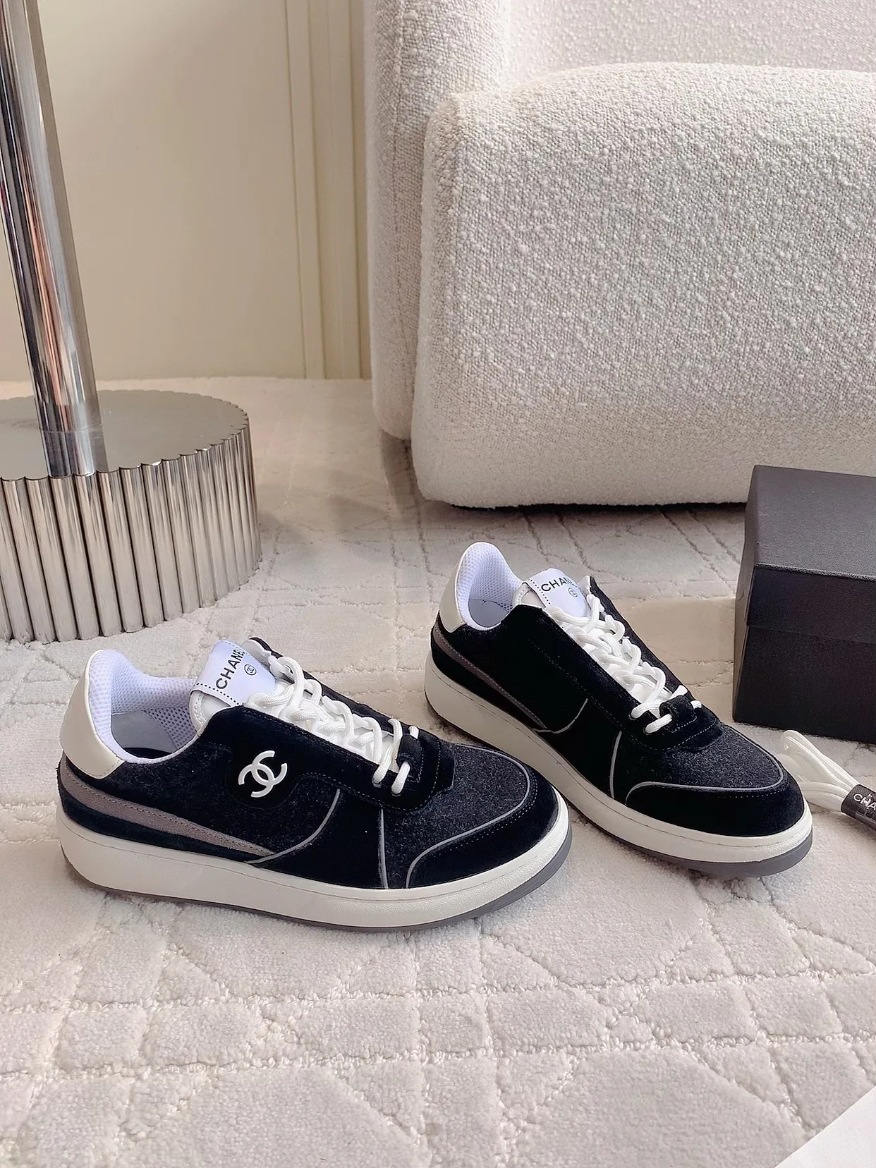 Chanel Cowhide Sneakers in Black · view 3