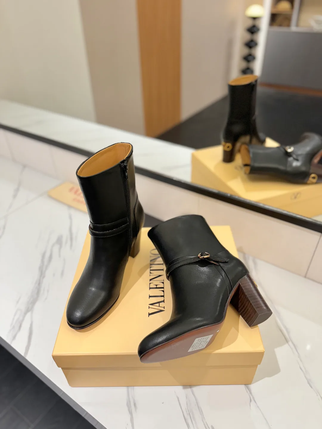 Valentino Calfskin Boots in Black · view 4