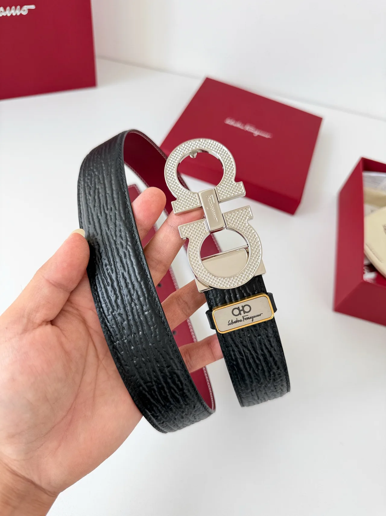 Ferragamo Reversible Gancini Belt in Black · view 5