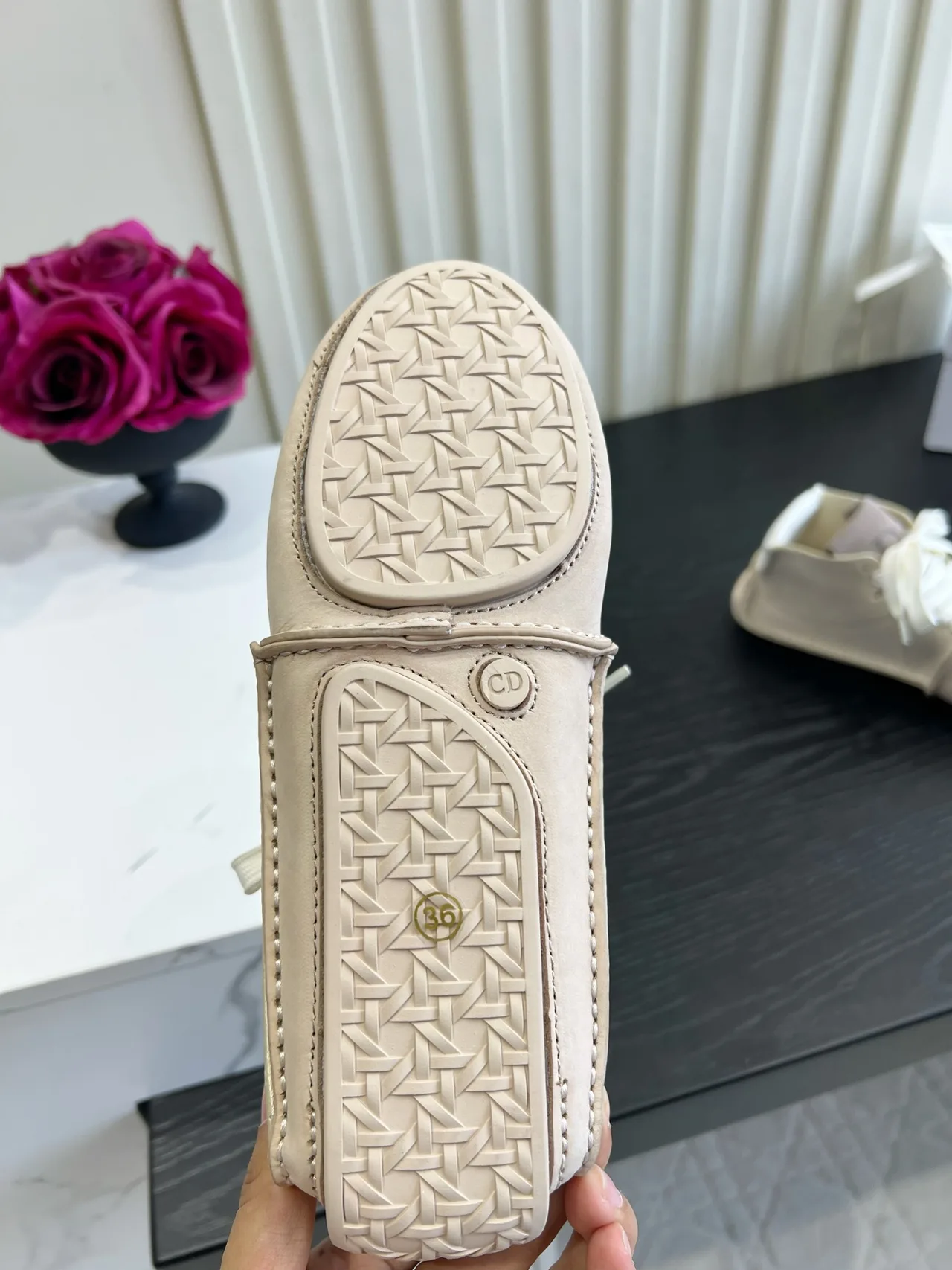 Dior Cowhide High-Top Sneakers in Beige · view 6